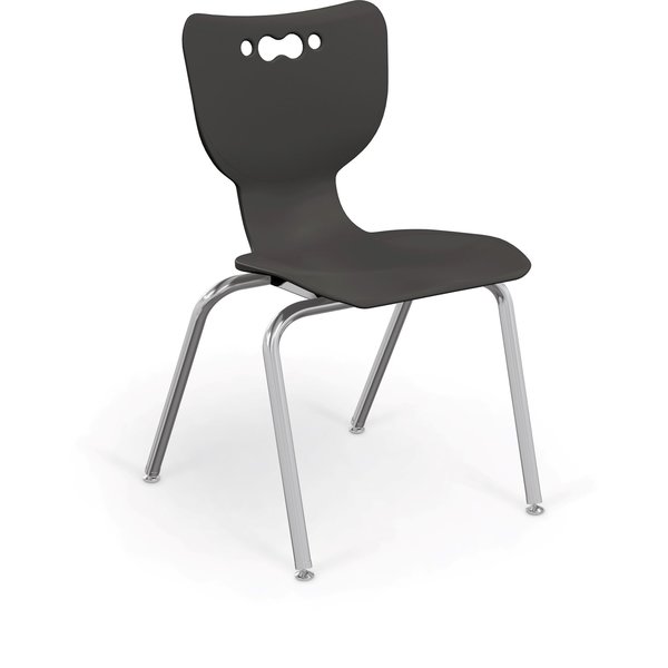 Mooreco Hierarchy School Chair, 4 Leg, 18" Chrome Frame, Black Armless Shell, PK5 53318-5-BLACK-NA-CH